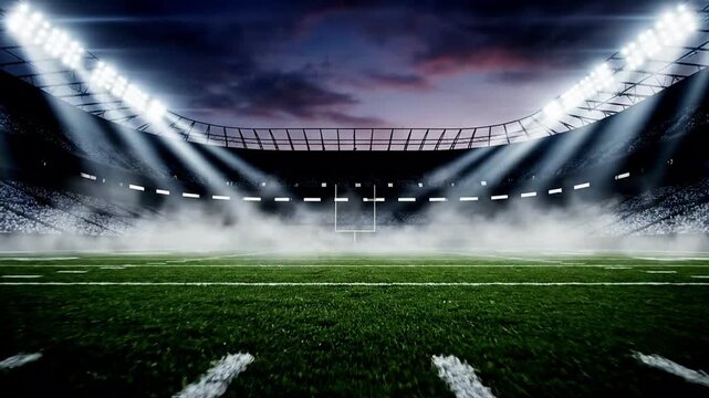 Stadium Lights Illuminate Field - Night Game Excitement and Energy.