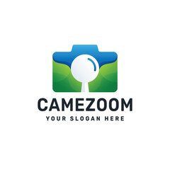 Camera Zoom Logo – Camera and Golf Ball Symbol for Sports and Photography Branding