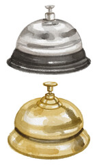 Hand painted watercolor desk bell isolated