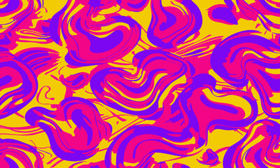 Vibrant Psychedelic Groovy Pattern with Pink, Purple, and Yellow Liquid Swirls