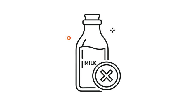 An icon of a milk bottle with a cross symbol, representing dairy-free or no milk products for individuals with allergies or dietary preferences.