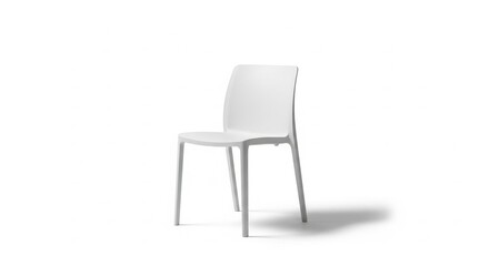 Fototapeta premium Modern white plastic chair with curved back isolated on a clean white background