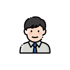 This image shows a cheerful office worker in white shirt and blue tie. Ideal for business or daily designs, with scalable vectors.
