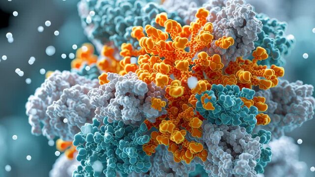 Close-up antibody guided precision blockade of target receptor region conceptual, extremely clean editorial composition, monoclonal antibody therapy