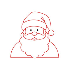 simple santa claus with red outfit and white beard, minimalist line art style, no shadow, white background, easy to trace