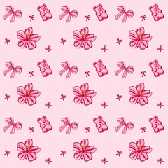 Girly Pink Lilies and Gummy Bear Pattern
