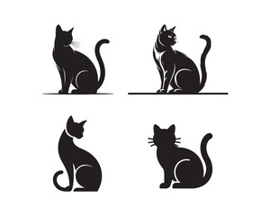 cat silhouette set, cat collection, black cat, kitten silhouette, domestic cat design, cute cat Set silhouette, sitting cat vector, walking cat silhouette, cat illustration set, cat icon collection