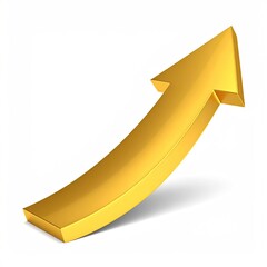 Gold arrow curves upward with shadow