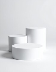 White cylinders on white background for product display
