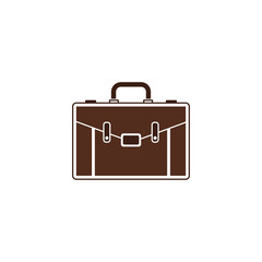 Illustration of a brown briefcase with handle and buckle, isolated on a white background.