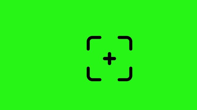 Black target point icon animation on green screen background