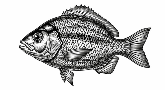 Detailed illustration of a fish isolated on white background