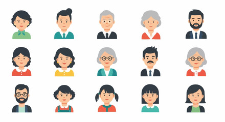 Diverse Group of People Avatars Representing Different Ages and Genders.