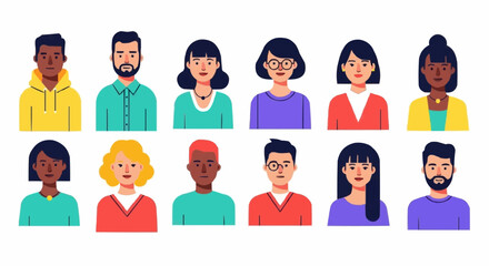Diverse Group of People Avatars Representing Various Ethnicities and Genders.
