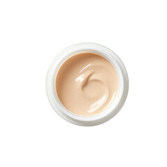 Light Beige Foundation Cream in White Container on White Background