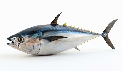 Fototapeta premium Closeup of Silver Blue Tuna Fish on White Background
