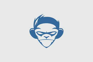 Cute Monkey cartoon character vector logo design template