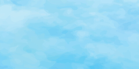 A vibrant abstract blue watercolor background suggests a bright, sunny sky with fluffy white clouds and beautiful sunlight	