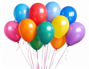 colorful balloons isolated on white and transparent background