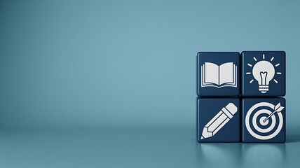 Knowledge and learning concept with icons representing education and success