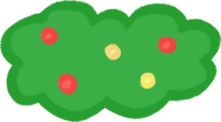 Hand-Drawn Christmas Garland Clipart — Green Holiday Garland with Red and Yellow Ornaments