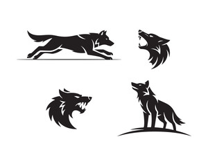 wolf vector silhouette Set, snow mountain silhouette, wolf set collection, wild wolf vector, wolf head vector, mountain landscape vector, wildlife illustration, majestic wolf Collection, wolf emblem s