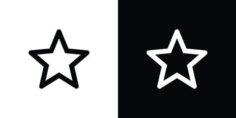Obraz premium Star Icon Cutout Contrasting Black Outline on White and White Outline on Black