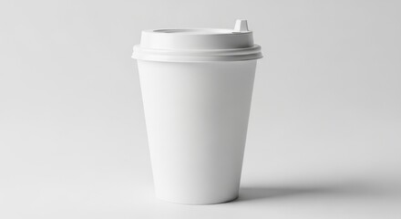 Blank White Disposable Coffee Cup Mockup on Clean Background
