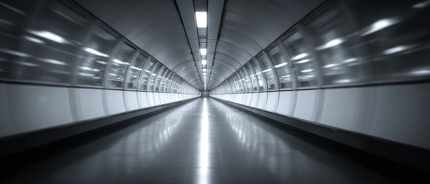 Futuristic Underground Tunnel with Illuminated Pathway in Modern Urban Design
