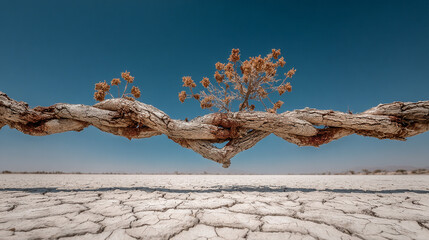 Minimalist Twisted Branch on Dry Lakebed.