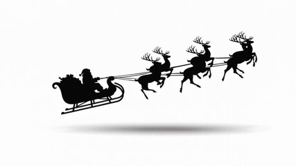 Santa Claus flying his reindeer-led sleigh across the sky in festive holiday animation sequence - Powered by Adobe