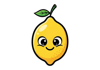 Adorable cartoon lemon character with big, expressive eyes and a cheerful smile, perfect for children's designs and vibrant branding