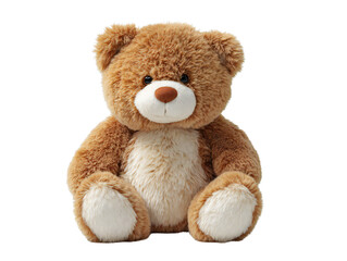 Obraz premium Cute Brown and White Teddy Bear Plush Toy Isolated on Transparent Background