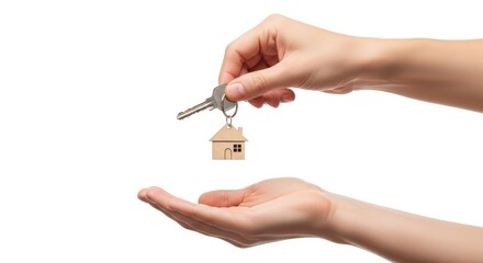 Handing Over House Keys for New Home Real Estate Ownership