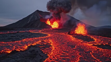 Spectacular Volcanic Eruption - A Fiery Display of Natures Power. - Powered by Adobe
