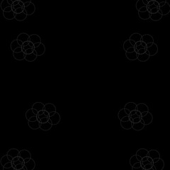 Abstract Black Background with Gray Flower of Life Circle Patterns Sacred Geometry Line Art for Wallpapers Designs and Spiritual Graphics