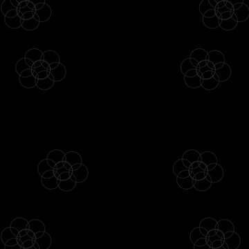Abstract Black Background with Gray Flower of Life Circle Patterns Sacred Geometry Line Art for Wallpapers Designs and Spiritual Graphics