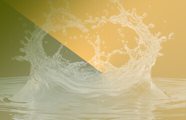Abstract Green to Gold Diagonal Gradient Background with Dynamic Water Splash Refreshing Aquatic Texture for Design and Digital Projects