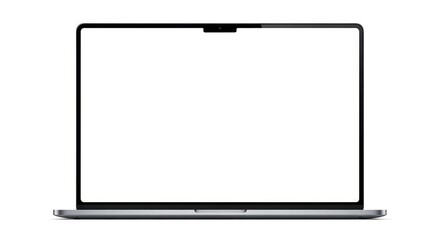 Modern Laptop with Blank White Screen Isolated for Product Mockup
