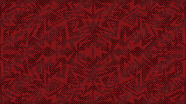 Geometric Tribal Abstract Pattern in Deep Maroon and Black with Symmetrical Zigzag and Lightning Shapes for Modern Background, Poster Design, and Digital Art Decoration