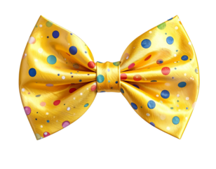 Yellow Polka Dot Bow Tie Loosely Draped, Side Angle, Isolated