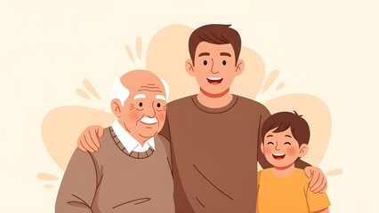 Obraz premium Three Generations of Happy Men Smiling Together.