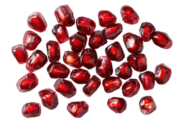 Red pomegranate seeds scattered