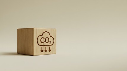 CO2 Emissions Reduction Concept Illustrated Cube with CO2 Cloud and Arrows