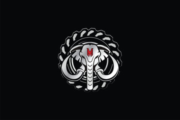 mammoth with truck tires vector logo design template