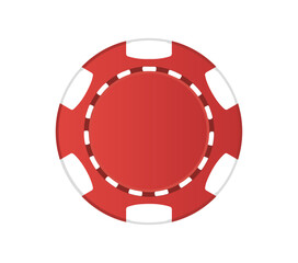 Red poker casino chip, gambling money flat vector icon