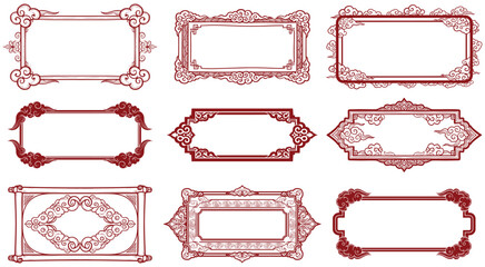 Elegant red ornate frames with auspicious cloud motifs offer timeless decorative appeal