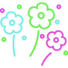 Neon Flower Doodle Decoration