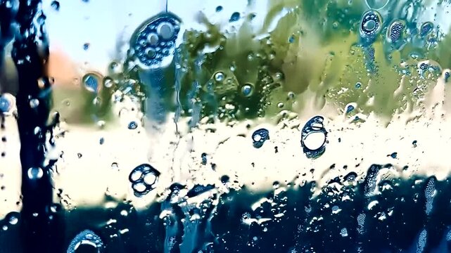  Water sliding down window