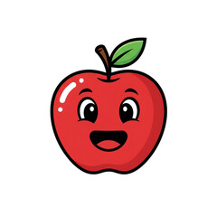 cute cartoon apple, red apple with big eyes and smiling face, apple character with detailed features, whimsical illustration of a friendly apple, highly detailed 2d vector illustration of a happy anth